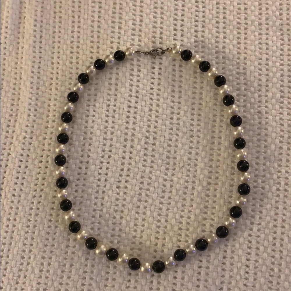 Black and white pearl like necklace